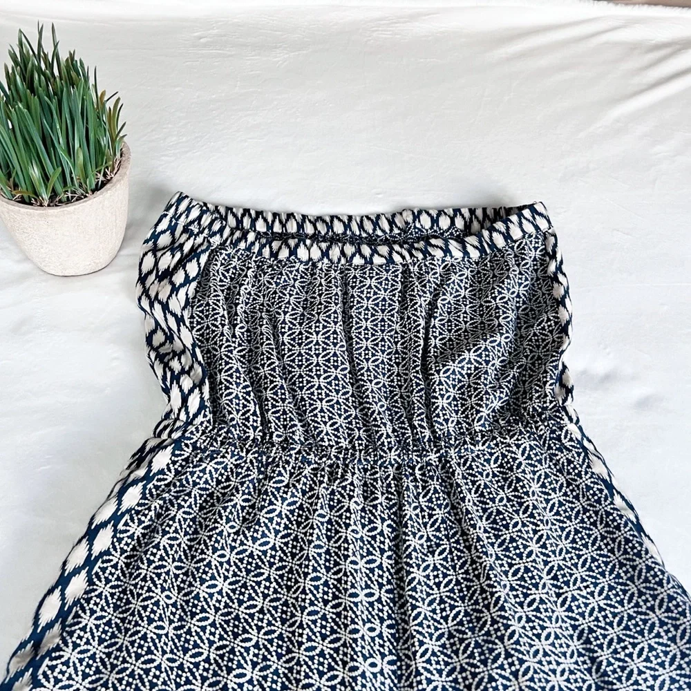 SOLD. ANGIE Medium Blue Boho Strapless Romper - Picture 9 of 13